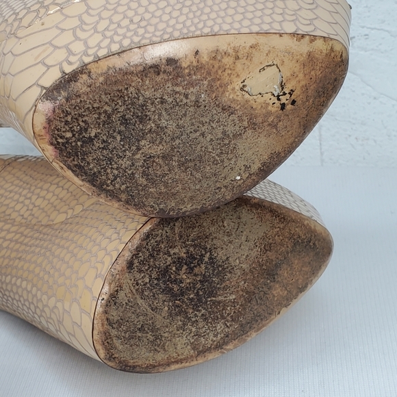 CASADEI Beige Snake Print Leather High Heel Platform Shoes  - Picture 10 of 12